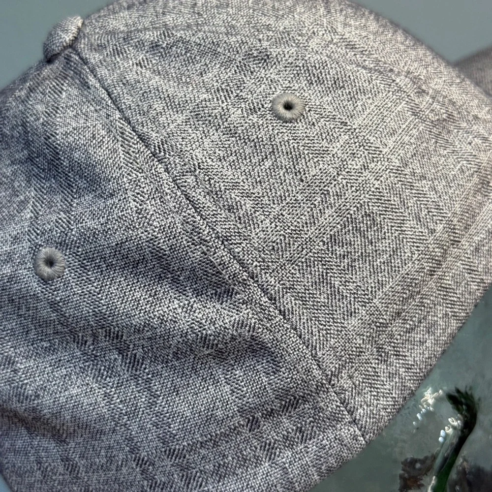 Fox Racing Kids Hat‎ Grey Herringbone Black Rubber Logo Y2K Youth Baseball Cap